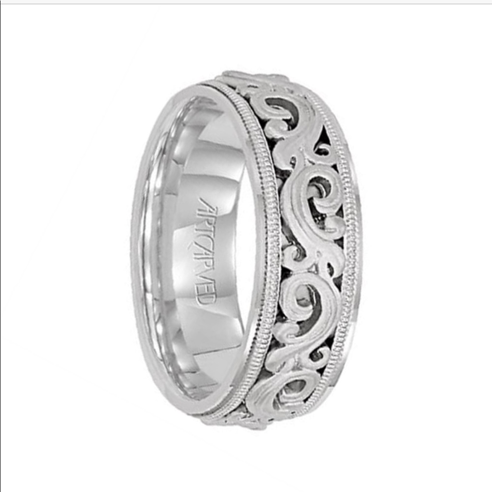 Artcarved White Gold Wedding Band with war…